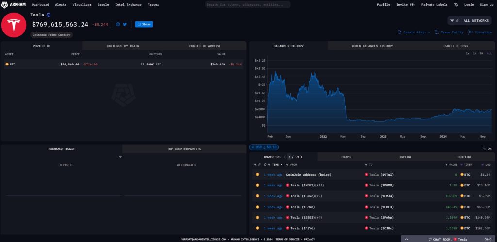 Tesla Tak Jual Bitcoin Mereka Setara US$776,9 Miliar, Ini Rincian Address Barunya