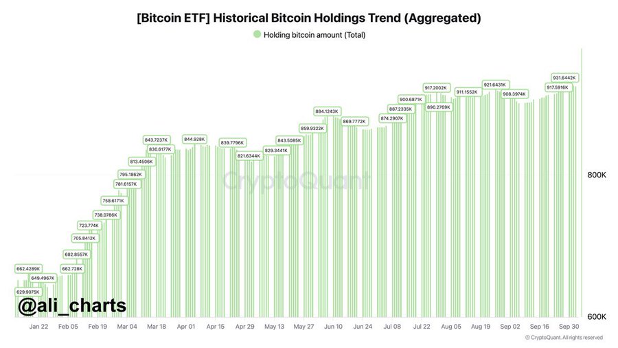 ETF Bitcoin Kini Menguasai 925.266 BTC Senilai Rp923,52 Triliun