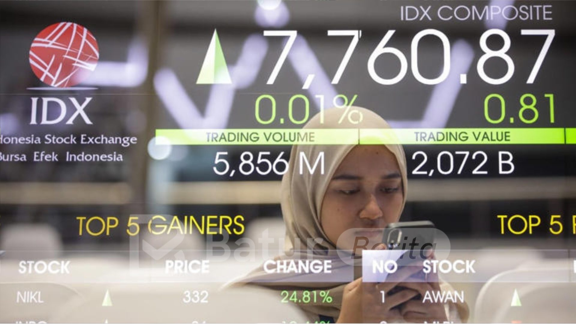 IHSG Sesi I Bertahan di Zona Hijau pada Level 7.328